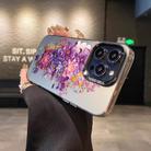 For iPhone 13 Pro Max Flower Series Color Silver TPU Hybrid PC Phone Case(Purple Flowers CK116) - 2