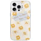 For iPhone 13 Pro Max Flower Series Color Silver TPU Hybrid PC Phone Case(Small Yellow Flowers CW122) - 1