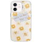 For iPhone 12 Flower Series Color Silver TPU Hybrid PC Phone Case(Small Yellow Flowers CW122) - 1