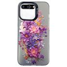 For iPhone 8 Plus / 7 Plus Flower Series Color Silver TPU Hybrid PC Phone Case(Purple Flowers CK116) - 1