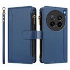 For vivo X200S 5G Magnetic Closure 9 Card Slots Zipper Leather Case with Hand Strap(Dark Blue) - 2