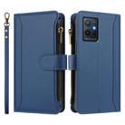 For vivo Y55S 2023 5G / Y55 5G Global Magnetic Closure 9 Card Slots Zipper Leather Case with Hand Strap(Dark Blue) - 2