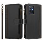 For vivo Y55S 2023 5G / Y55 5G Global Magnetic Closure 9 Card Slots Zipper Leather Case with Hand Strap(Black) - 2