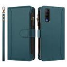 For vivo Y70S Magnetic Closure 9 Card Slots Zipper Leather Case with Hand Strap(Dark Green) - 2