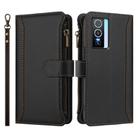 For vivo Y76 5G Magnetic Closure 9 Card Slots Zipper Leather Case with Hand Strap(Black) - 2