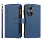 For vivo Y100A 5G Global Magnetic Closure 9 Card Slots Zipper Leather Case with Hand Strap(Dark Blue) - 2