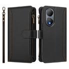 For vivo Y100A 5G Global Magnetic Closure 9 Card Slots Zipper Leather Case with Hand Strap(Black) - 2