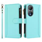 For vivo Y100A 5G Global Magnetic Closure 9 Card Slots Zipper Leather Case with Hand Strap(Mint Green) - 2