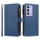 For vivo Y200E 5G Global / V40 SE 5G Magnetic Closure 9 Card Slots Zipper Leather Case with Hand Strap(Dark Blue) - 2