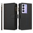 For vivo Y200E 5G Global / V40 SE 5G Magnetic Closure 9 Card Slots Zipper Leather Case with Hand Strap(Black) - 2