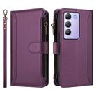 For vivo Y200E 5G Global / V40 SE 5G Magnetic Closure 9 Card Slots Zipper Leather Case with Hand Strap(Purple) - 2