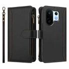 For vivo S30 Pro mini Magnetic Closure 9 Card Slots Zipper Leather Case with Hand Strap(Black) - 2