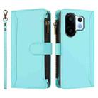For vivo S30 Pro mini Magnetic Closure 9 Card Slots Zipper Leather Case with Hand Strap(Mint Green) - 2