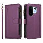 For vivo S30 Pro mini Magnetic Closure 9 Card Slots Zipper Leather Case with Hand Strap(Purple) - 2