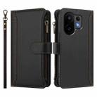For vivo S30 Magnetic Closure 9 Card Slots Zipper Leather Case with Hand Strap(Black) - 2