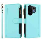 For vivo S30 Magnetic Closure 9 Card Slots Zipper Leather Case with Hand Strap(Mint Green) - 2