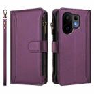 For vivo S30 Magnetic Closure 9 Card Slots Zipper Leather Case with Hand Strap(Purple) - 2