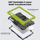 For Samsung Galaxy Tab S10 FE+ Silicone Hybrid PC Tablet Case with Shoulder Strap(Yellow Green) - 3