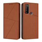 For TCL 30 XL Strong Magnetic Frosted Flip Leather Phone Case(Coffee Color) - 1