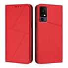 For TCL 40 R 5G Strong Magnetic Frosted Flip Leather Phone Case(Red) - 1