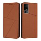 For TCL 40 R 5G Strong Magnetic Frosted Flip Leather Phone Case(Coffee Color) - 1