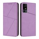 For TCL 40 R 5G Strong Magnetic Frosted Flip Leather Phone Case(Light Purple) - 1
