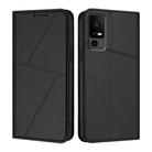 For TCL 40 R 5G Strong Magnetic Frosted Flip Leather Phone Case(Black) - 1