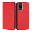 For TCL 40 SE Strong Magnetic Frosted Flip Leather Phone Case(Red) - 1