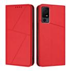For TCL 40 XL Strong Magnetic Frosted Flip Leather Phone Case(Red) - 1