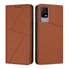 For TCL 405 / 406 / 408 Strong Magnetic Frosted Flip Leather Phone Case(Coffee Color) - 1