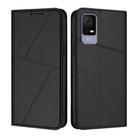 For TCL 405 / 406 / 408 Strong Magnetic Frosted Flip Leather Phone Case(Black) - 1