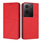 For TCL 503 Strong Magnetic Frosted Flip Leather Phone Case(Red) - 1