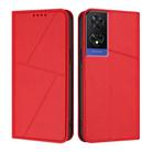For TCL 505 Strong Magnetic Frosted Flip Leather Phone Case(Red) - 1