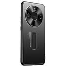 For Honor X60 Frosted Metal Hybrid TPU Holder Phone Case(Black) - 1