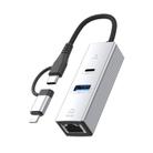 Type-C / 8 Pin to Type-C RJ45 USB-A HUB Expand Converter(Silver) - 1