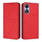 For OPPO A58 4G Strong Magnetic Frosted Flip Leather Phone Case(Red) - 1