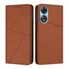 For OPPO A58 4G Strong Magnetic Frosted Flip Leather Phone Case(Coffee Color) - 1