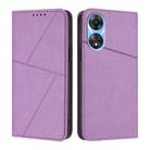For OPPO A78 4G Strong Magnetic Frosted Flip Leather Phone Case(Light Purple) - 1