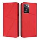For OPPO A57 4G Strong Magnetic Frosted Flip Leather Phone Case(Red) - 1