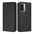 For OPPO A57 5G Strong Magnetic Frosted Flip Leather Phone Case(Black) - 1
