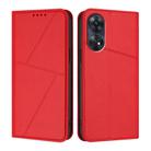 For OPPO Reno8 T 4G Strong Magnetic Frosted Flip Leather Phone Case(Red) - 1