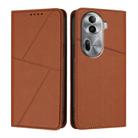 For OPPO Reno11 Pro Strong Magnetic Frosted Flip Leather Phone Case(Coffee Color) - 1