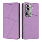 For OPPO Reno11 Pro Strong Magnetic Frosted Flip Leather Phone Case(Light Purple) - 1