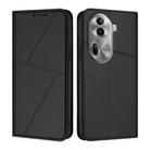 For OPPO Reno11 Pro Strong Magnetic Frosted Flip Leather Phone Case(Black) - 1