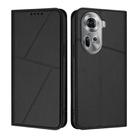 For OPPO Reno11 Global Strong Magnetic Frosted Flip Leather Phone Case(Black) - 1