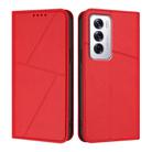 For OPPO Reno12 Strong Magnetic Frosted Flip Leather Phone Case(Red) - 1