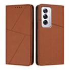 For OPPO Reno12 Strong Magnetic Frosted Flip Leather Phone Case(Coffee Color) - 1