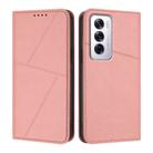 For OPPO Reno12 Strong Magnetic Frosted Flip Leather Phone Case(Pink) - 1