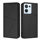 For OPPO Reno8 5G Strong Magnetic Frosted Flip Leather Phone Case(Black) - 1
