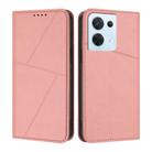 For OPPO Reno8 5G Strong Magnetic Frosted Flip Leather Phone Case(Pink) - 1